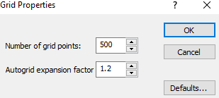 Grid Properties dialog